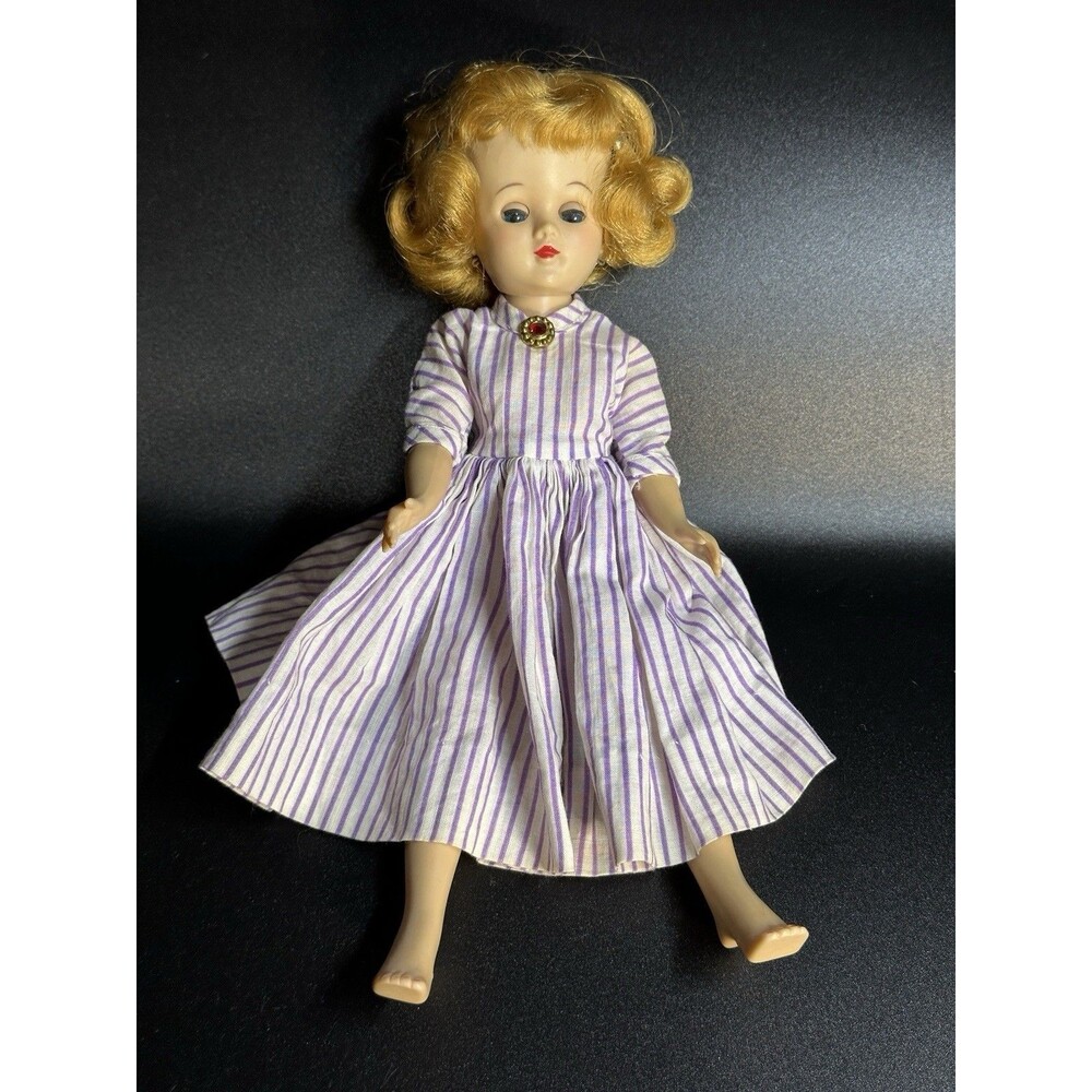 Vintage Vogue Jill Doll Red Hair Tagged Striped Dress - TLC READ & SEE PICS